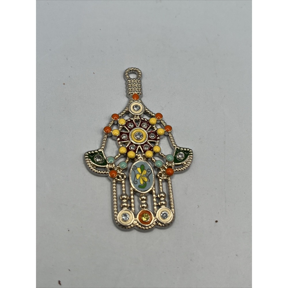 Hamsa Hand Evil Eye Protection  Pendant for  Necklace -Silver Color